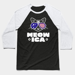 Meowica Cat amrican Lovers Baseball T-Shirt
